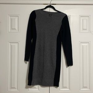 Bloomingdale's Grey and Black Long-Sleeve Cashmere Dress